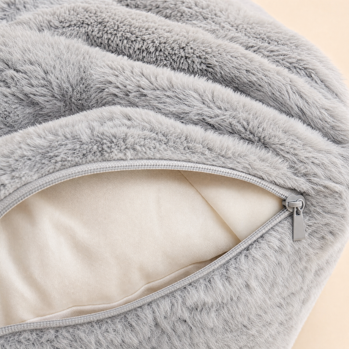 Human dog bed removable cover zipper detail